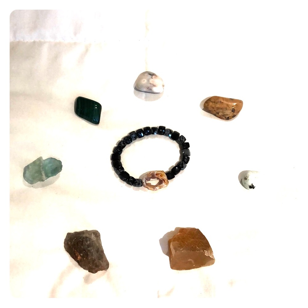 Bracelet with Black Obsidian and Citrine